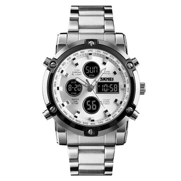 SKMEI Men Sport Fashion Watch Quartz Stopwatch Dual Display Watch 3 Time Countdown Wrist Watch