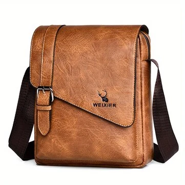 Men's Business Shoulder Bag Large Capacity, Waterproof Messenger Crossbody Bag, Casual Fashion PU Leather Backpacks Bag