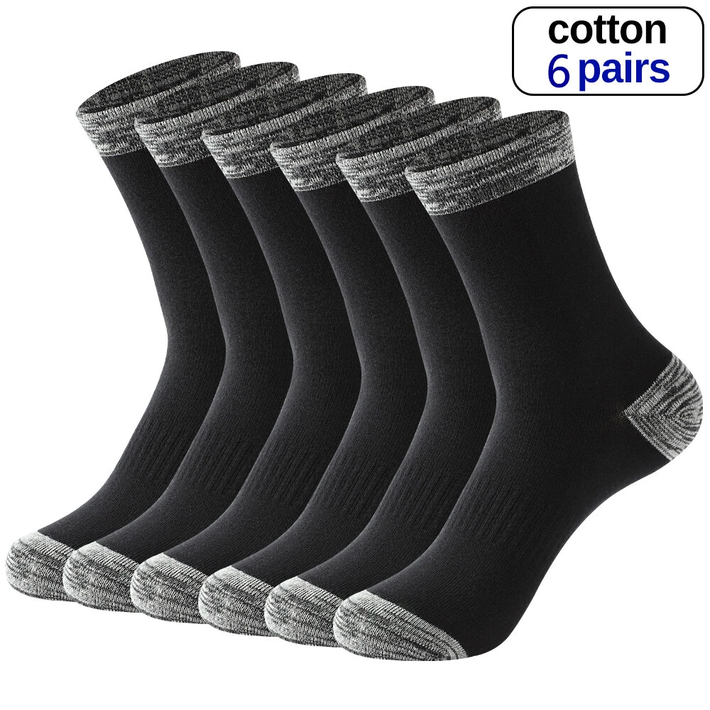 6 Pair Autumn Winter Men Socks Cotton Leisure Business Long Socks Walking Running Hiking Warm Socks For Male Plus Size 42-48