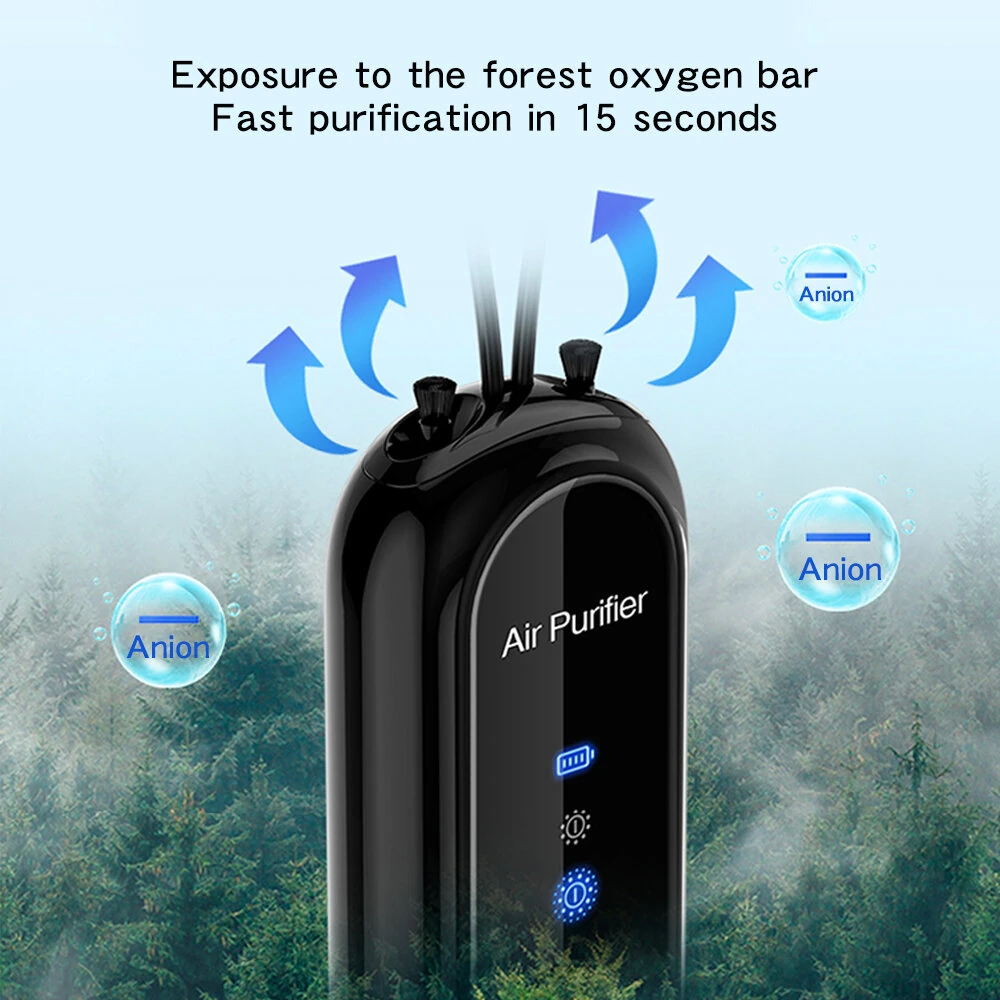 Portable Wearable Negative Ion Air Purifier Neck Purifier 1.2 Billion Negative Ion Purifier Necklace Air Purifier with Digital Display