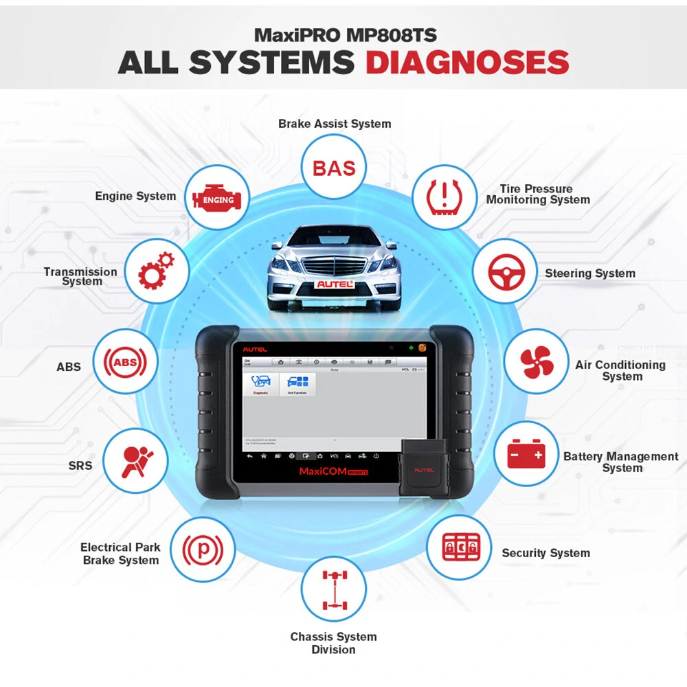 AUTEL MaxiCOM MK808TS Automotive OBD2 Diagnostic Tool Car Scanner TPMS Service Programming Sensor and Bluetooth