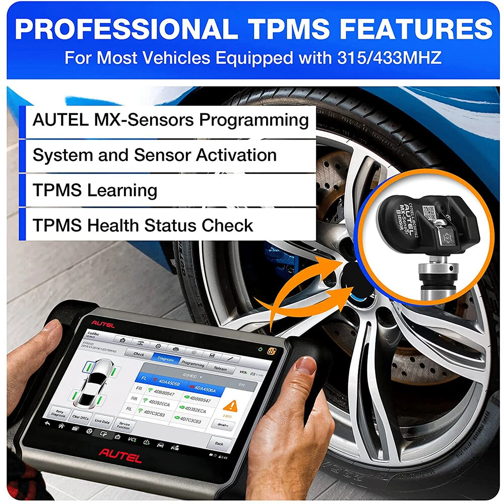 AUTEL MaxiCOM MK808TS Automotive OBD2 Diagnostic Tool Car Scanner TPMS Service Programming Sensor and Bluetooth