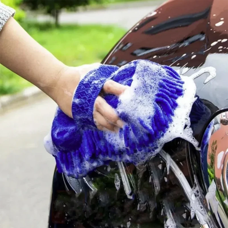 Car Washing Gloves Car Wash Sponge Brush Chenille Soft Microfiber Car Body Cleaning Water Absorption Detailing Washer