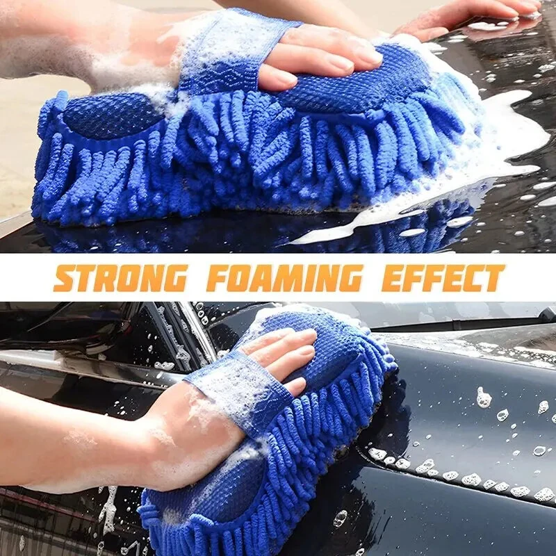 Car Washing Gloves Car Wash Sponge Brush Chenille Soft Microfiber Car Body Cleaning Water Absorption Detailing Washer