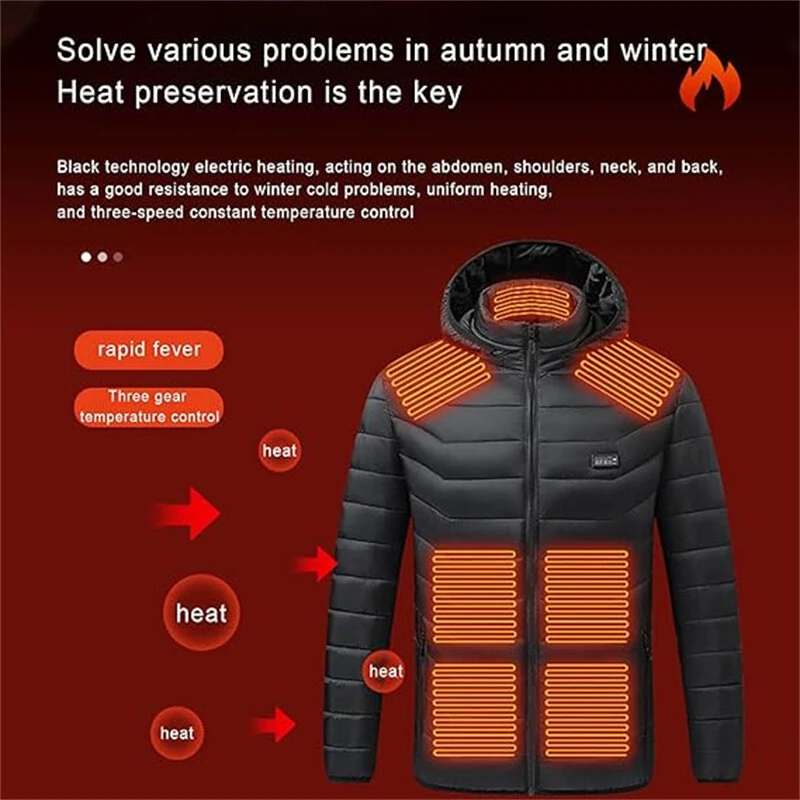 TENGOO HJ-21 Heating Jacket 21 Heated Areas Coat USB Charging Winter Warm Waterproof Outdoor Hiking Camping Electric Heating Jacket