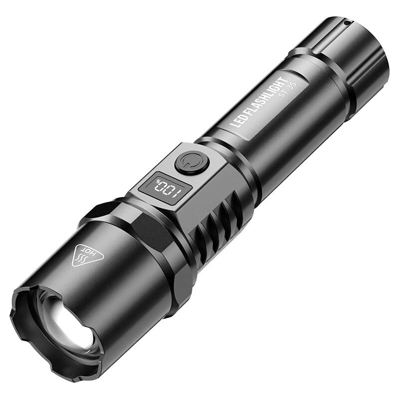 Bikight Long Range Portable Lightweight Spotlight  Built-in 18650 Battery Type-C USB Rechargeable LED Flashlight Telescopic Zoom LED Tactical Torch