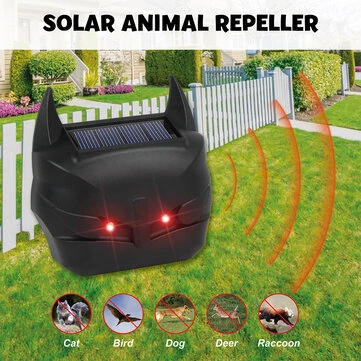Outdoor Solar Animal Repellent Ultrasonic Infrared Bird Repellent Dog Repellent Mouse Repellent Built-In Light Sensor  IP44 Waterproof