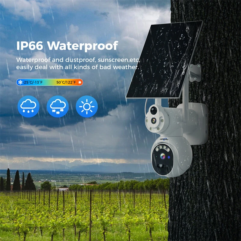 HISEEU TDS04E 4G LTE EU 2K 8MP Dual Lens PTZ Solar Powered Camera Security Camara Full Color Night Vision PIR Motion Detection Two-way Audio IP66 Waterproof Outdoor Surveillance CCTV Cameras