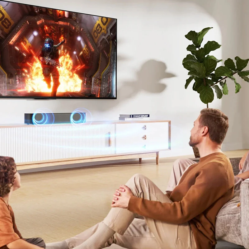 ULTIMEA Solo B30 Pro Soundbar 120W 2.1 Channel Soundbar bluetooth Built-in 3-inch Subwoofer BassMX Technology 121 Preset EQ Matrices Wall-mounted Speaker Subwoofer with Remote Control