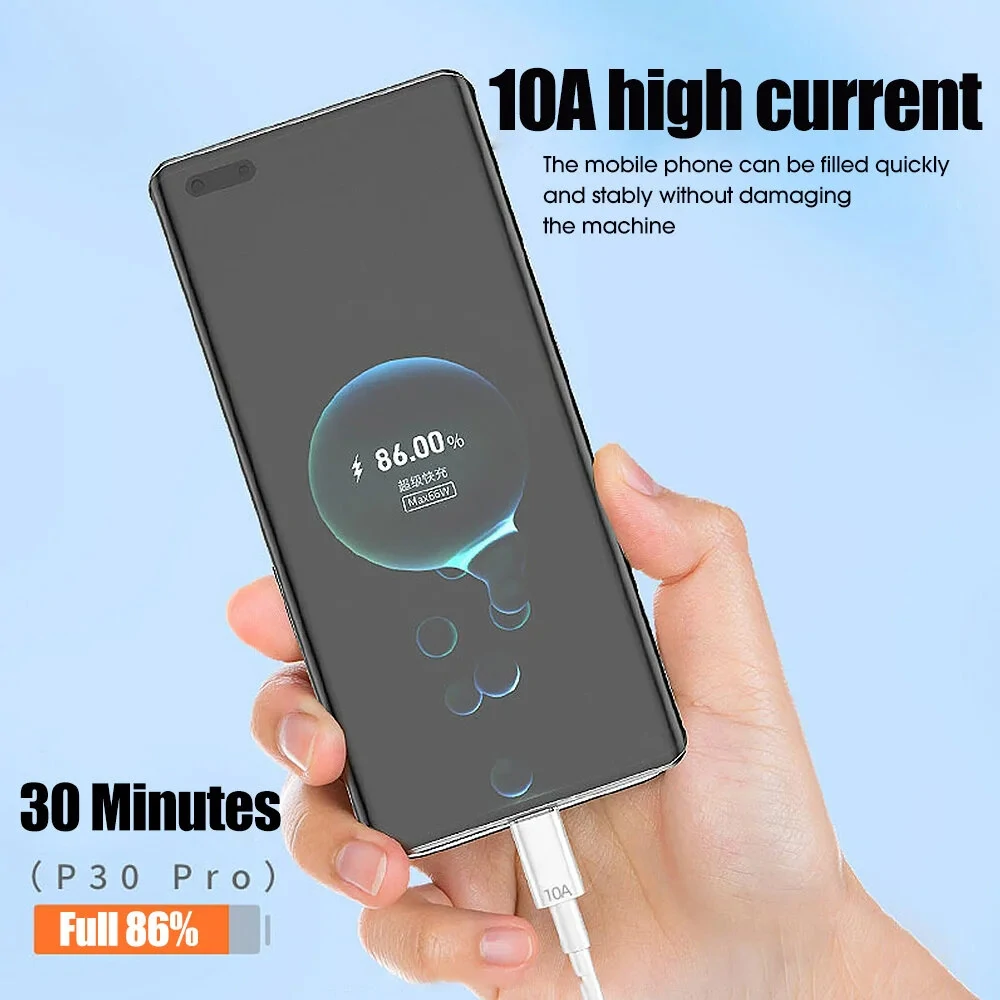 10A 120W USB-A to Type-C Cable Fast Charging Data Transmission Tinned Copper Core Line 1M/2M Long for iPhone 15 15 Plus for Huawei Pura70 Ultra for Honor V40 for Xiaomi Civi4 Pro