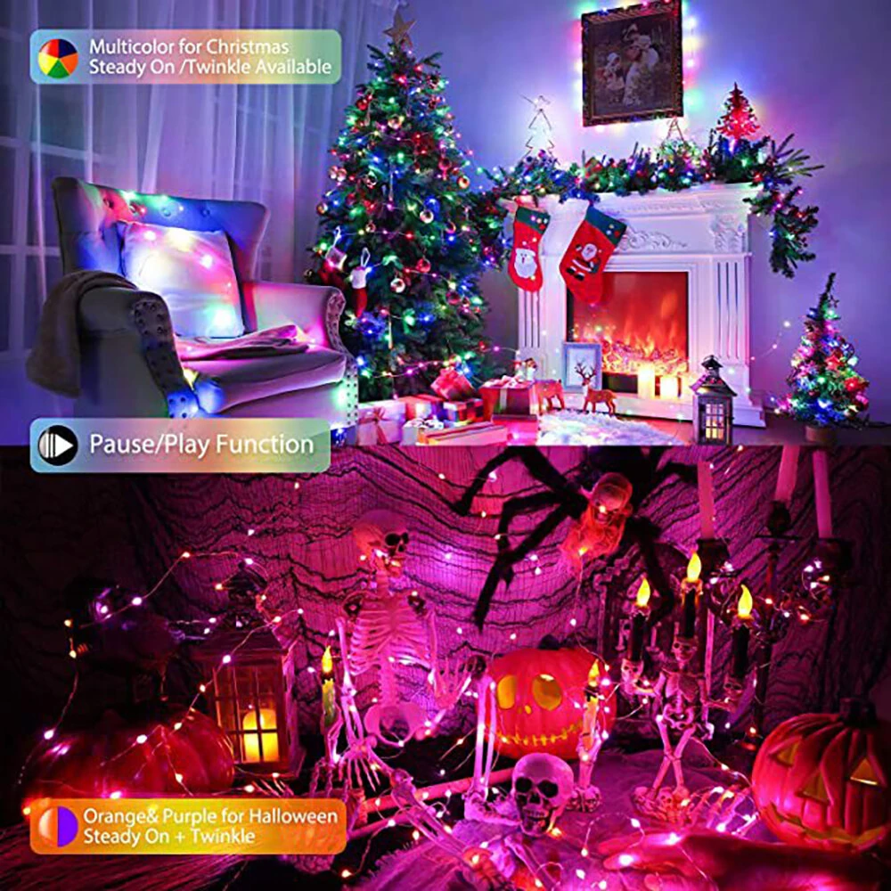 LIXINCORDA 5m~20m Smart RGBIC LED String Lights Music Sync IP68 Waterproof APP/Remote/Voice Control With Alexa/Google Christmas Decoration