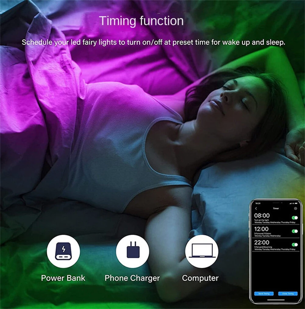 LIXINCORDA 5m~20m Smart RGBIC LED String Lights Music Sync IP68 Waterproof APP/Remote/Voice Control With Alexa/Google Christmas Decoration