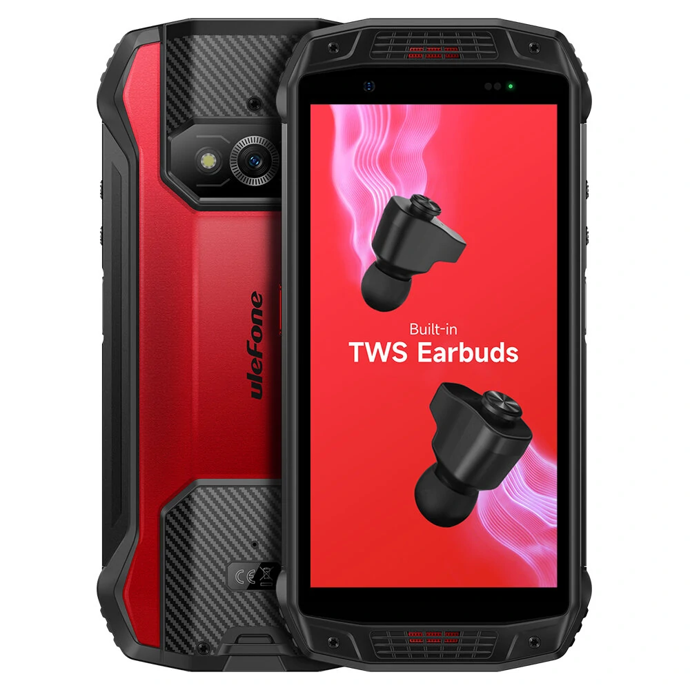 Ulefone Armor 15 Built-in TWS Earbuds Helio G35 6GB 128GB 5.45 inch 60Hz Dual Speakers NFC 6600mAh Android 12 IP68 IP69K Waterproof 4G Rugged Smartphone