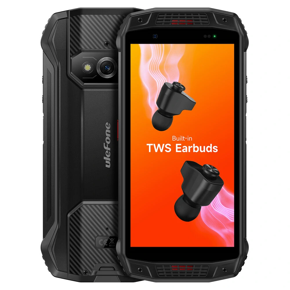Ulefone Armor 15 Built-in TWS Earbuds Helio G35 6GB 128GB 5.45 inch 60Hz Dual Speakers NFC 6600mAh Android 12 IP68 IP69K Waterproof 4G Rugged Smartphone