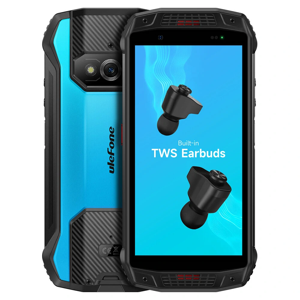 Ulefone Armor 15 Built-in TWS Earbuds Helio G35 6GB 128GB 5.45 inch 60Hz Dual Speakers NFC 6600mAh Android 12 IP68 IP69K Waterproof 4G Rugged Smartphone