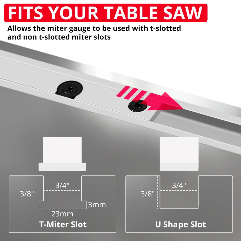 HONGDUI HD-TB01 Precision Miter Gauge 0-70 Degree Woodworking Table Saw Push Handle 70 Angles Assembly Angle Ruler with Quick 0° 22.5° 45° 67.5° Setting