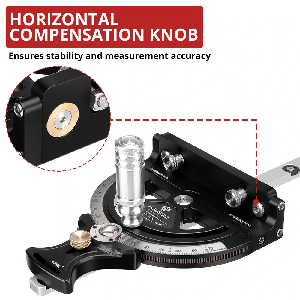 HONGDUI HD-TB01 Precision Miter Gauge 0-70 Degree Woodworking Table Saw Push Handle 70 Angles Assembly Angle Ruler with Quick 0° 22.5° 45° 67.5° Setting