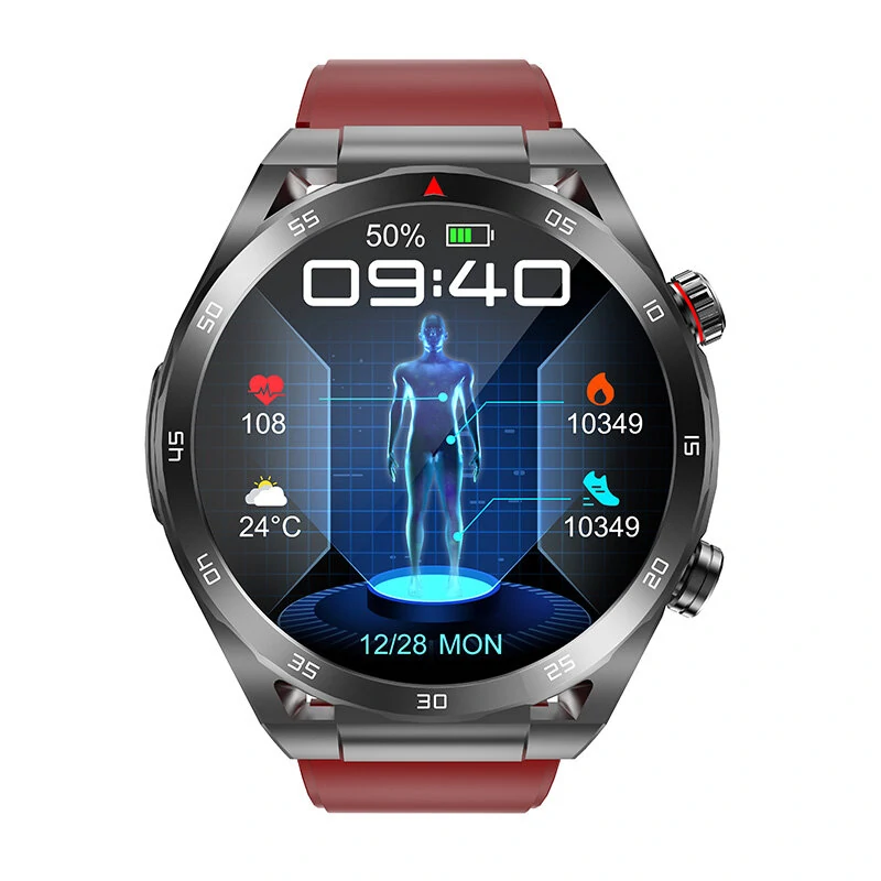 ET450 1.39inch HD Screen bluetooth Call ECG Heart Rate Blood Pressure SpO2 Monitor Non-invasive Blood Glucose Measurement HRV Function Sleep Monitoring Multi-sport Modes Music Playback IP67 Waterproof Smart Watch