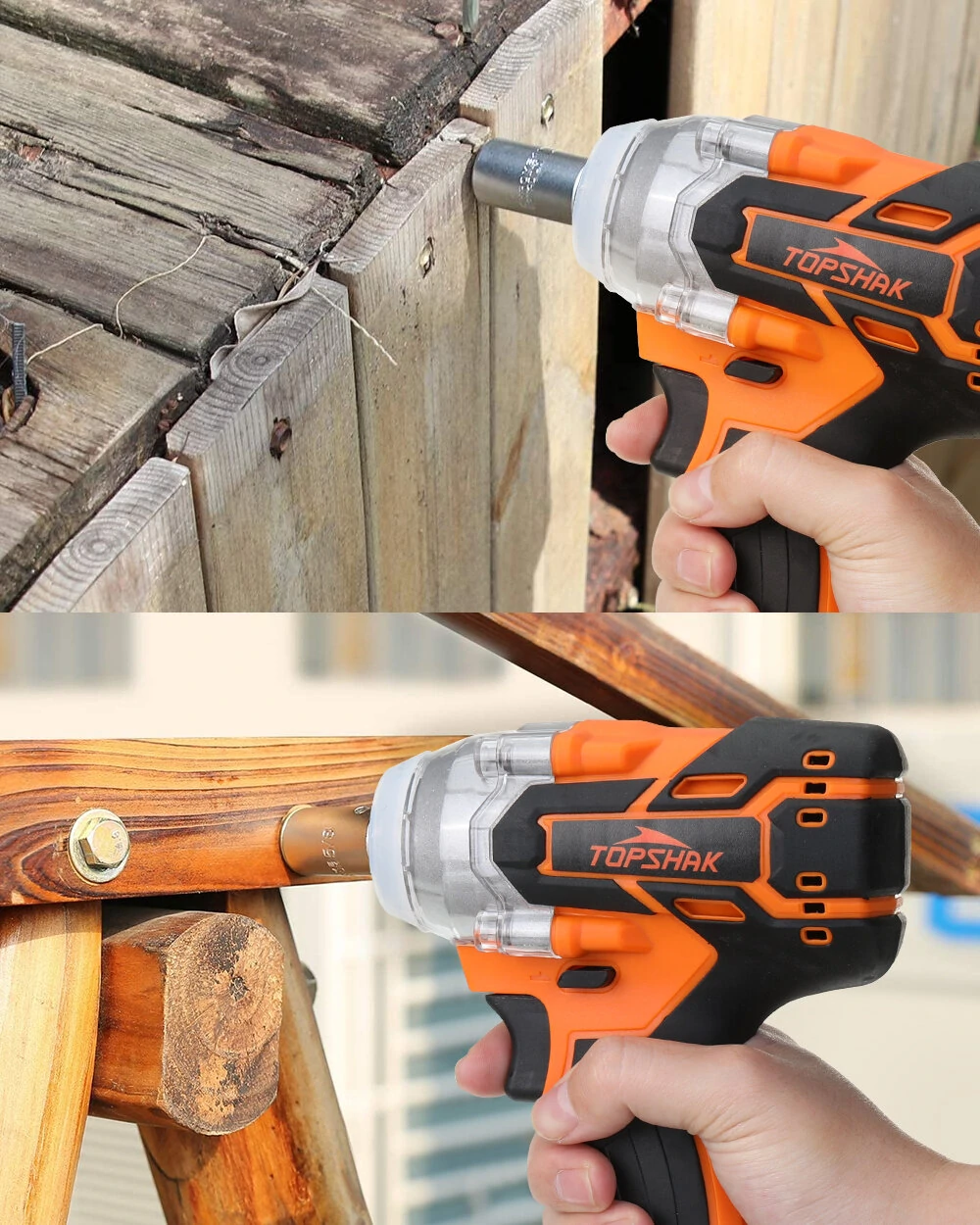 Topshak TS-PW1 380N.M Brushless Electric Impact Wrench LED Working Light Rechargeable Woodworking Maintenance Tool W/ Battery Also For Mak