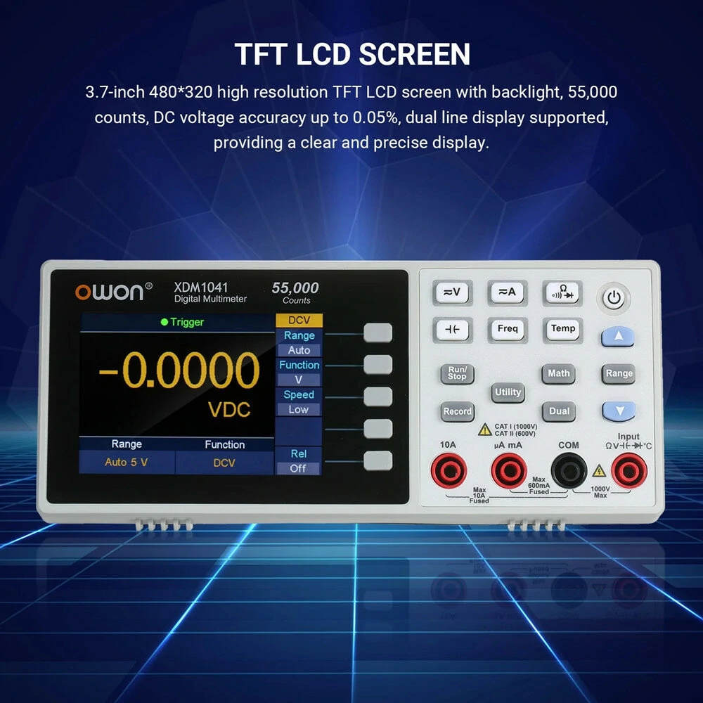Owon XDM1041 USB Digital Multimeter 55000 Counts High Accuracy Universal Desktop Multimeters Meter with 3.5-inch TFT LCD Screen