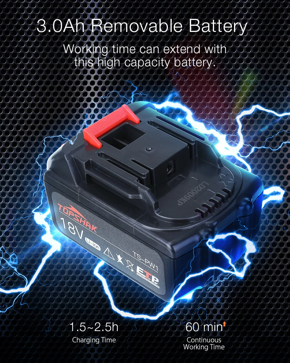 [EU Direct]Topshak TS-PW1A 380N.M Brushless Electric Impact Wrench with Two Batteries LED Working Light Rechargeable Woodworking Maintenance Tool W/ Battery Also For Mak