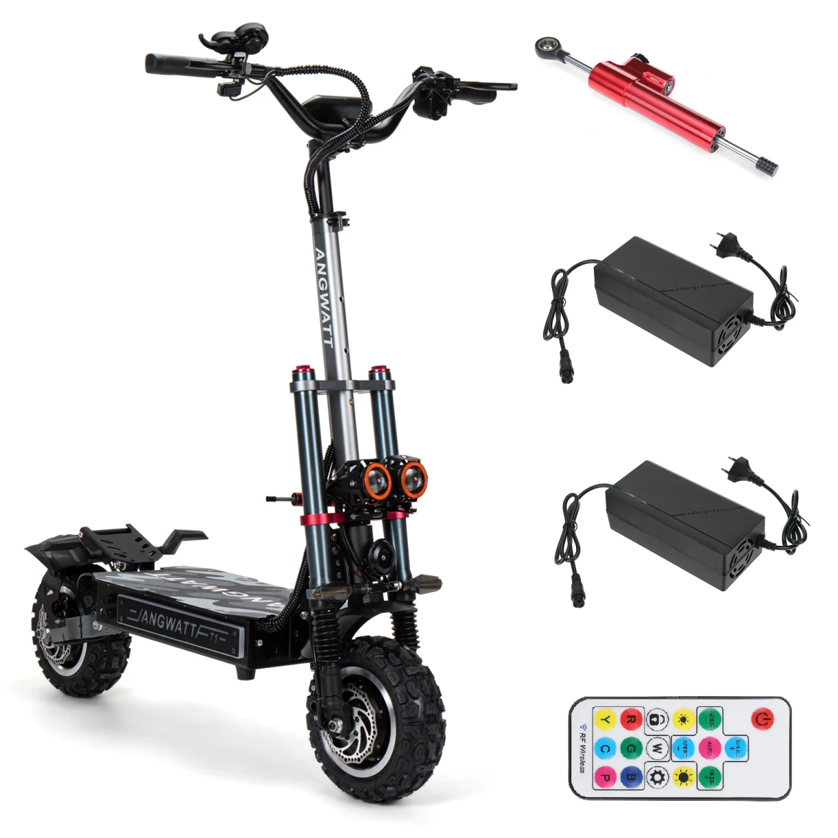 [EU DIRECT] ANGWATT T1 Electric Scooter 60V 35Ah 6000W (2*3000W) Dual Motor 11inch Off-Road Electric Scooter Steering Damper Electric Scooter 80-105km Mileage 200kg Max Load EU Plug T107 PRO