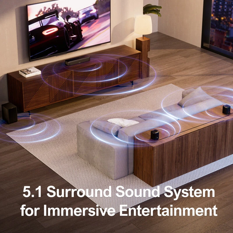 Ultimea Aura A30 250W 5.1CH Soundbar bluetooth Soundbar 6 Drivers BassMX SurroundX Technology 121 Preset EQ Matrices 6 Adjustable Surround Levels Wired Soundbar Desktop Speaker Subwoofer