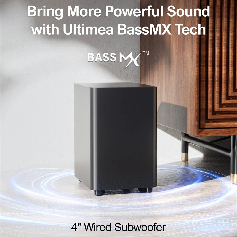 Ultimea Aura A30 250W 5.1CH Soundbar bluetooth Soundbar 6 Drivers BassMX SurroundX Technology 121 Preset EQ Matrices 6 Adjustable Surround Levels Wired Soundbar Desktop Speaker Subwoofer