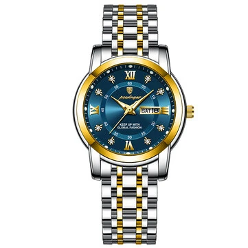 POEDAGAR Women Luxury Quartz Watch Date Dial Analog Fashion Business Casual Wrist Watch Luminous Waterproof Steel Band Lady Watch