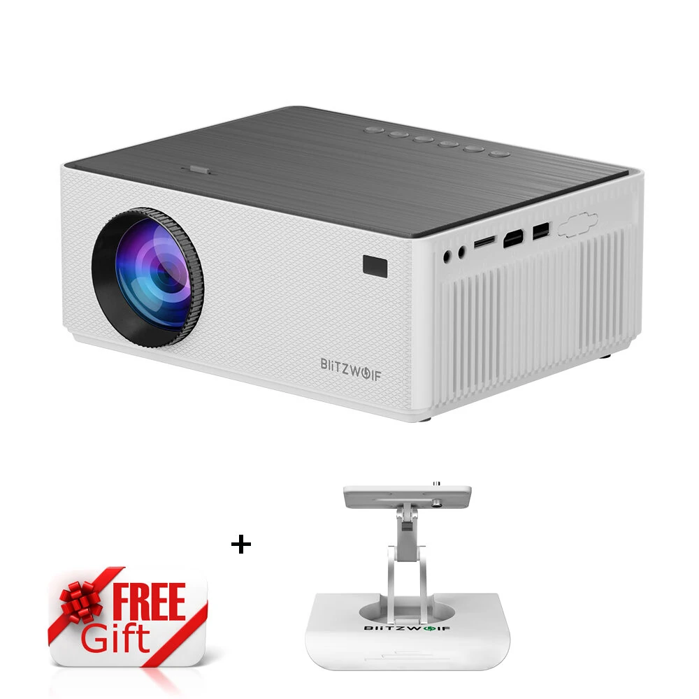 BlitzWolf®BW-V8 FHD Projector LCD LED Android 11.0 OS 480ANSI Lumens 4D Keystone Correction Dual-5G WIFI 4K Decoding Digital Zoom Mini Portable Projector Outdoor Movie