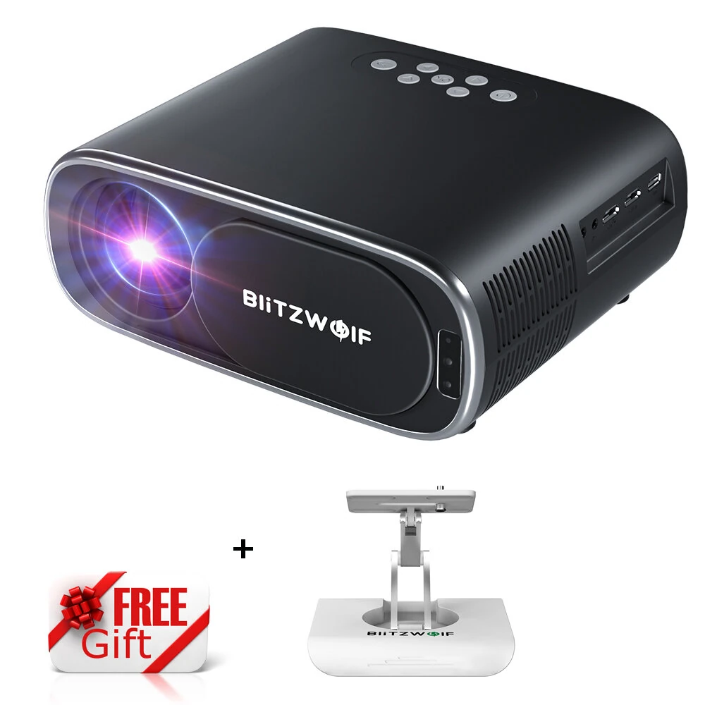 BlitzWolf®BW-V4 1080P Projector 5G-WIFI Mirroring Wireless Auto Focus Auto Keystone Correction Lens Protection Automatic Slide Smart Cinema Home Theater Outdoor Movie EU Plug