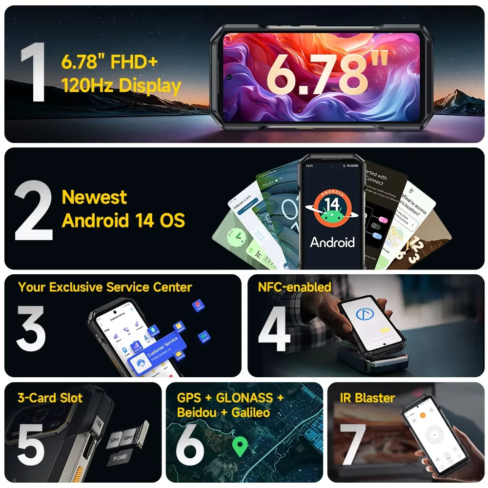 Ulefone Armor 27T Thermal Imaging 24GB 256GB 50MP Dual Camera 64MP Night Vision 6.78 inch 120Hz 10600mAh 33W Fast Charge 30W Wireless Charge Android 14 NFC Helio G99 IP68 IP69K Waterproof 4G Rugged Smartphone