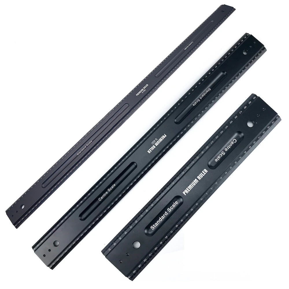 300/600/900mm Aluminum Alloy Marking Ruler Woodworking Scriber Square Multi-function Measuring Ruler