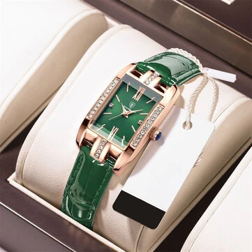 POEDAGAR Fashion Rectangular Quartz Watch Female Luxury Elegant Clock Waterproof Leather Band Creative Diamond Women Watch