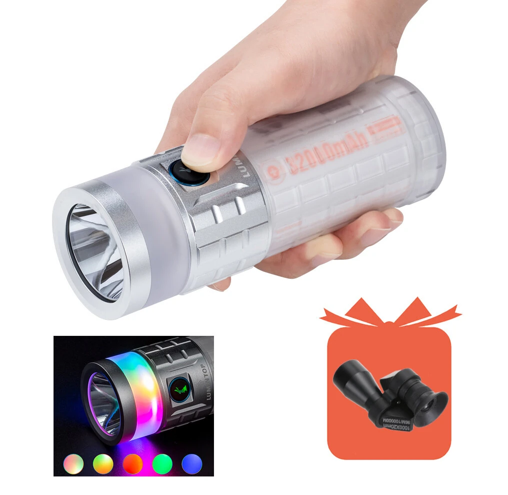 Lumintop Rainbow LED+RGB 40W Flashlight 3000LM 1000M 46950 32000mAh Battery USB-C Rechargeable Power Bank Hiking Camping Torch