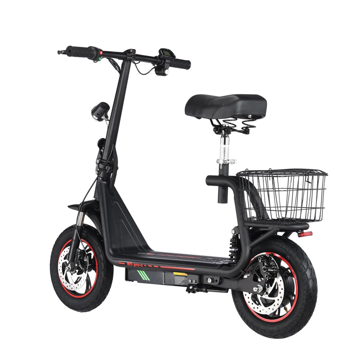[EU Direct] HONEY WHALE M5 PRO-S Electric Scooter with Seat 48V 13AH Battery 500W Motor 12inch Pneumatic Tires 35KM Max Mileage 120KG Max Load Folding E-Scooter