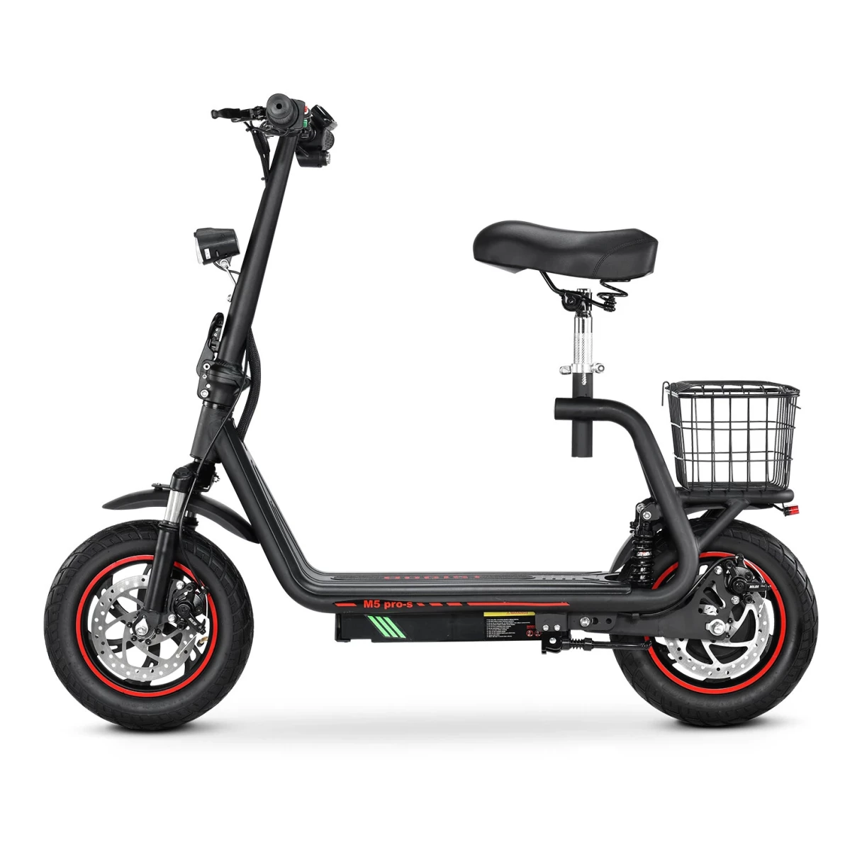 [EU Direct] HONEY WHALE M5 PRO-S Electric Scooter with Seat 48V 13AH Battery 500W Motor 12inch Pneumatic Tires 35KM Max Mileage 120KG Max Load Folding E-Scooter