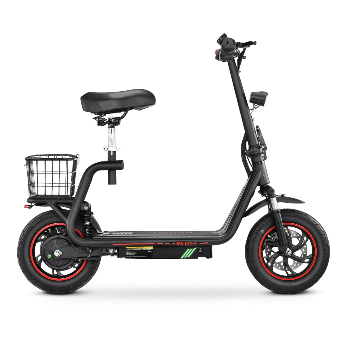 [EU Direct] HONEY WHALE M5 PRO-S Electric Scooter with Seat 48V 13AH Battery 500W Motor 12inch Pneumatic Tires 35KM Max Mileage 120KG Max Load Folding E-Scooter