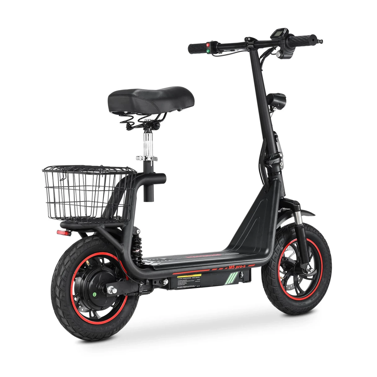 [EU Direct] HONEY WHALE M5 PRO-S Electric Scooter with Seat 48V 13AH Battery 500W Motor 12inch Pneumatic Tires 35KM Max Mileage 120KG Max Load Folding E-Scooter