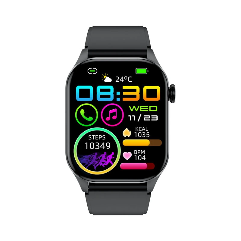 T98 2.04inch AMOLED Screen bluetooth Call Non-invasive Blood Glucose Heart Rate Blood Pressure SpO2 Monitor Uric Acid Lipid Monitoring Meto Function SOS Emergency Call Sleep Monitoring Multi-sport Modes Music Playback IP68 Waterproof Smart Watch