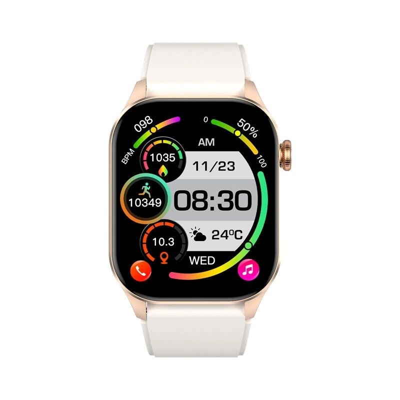 T98 2.04inch AMOLED Screen bluetooth Call Non-invasive Blood Glucose Heart Rate Blood Pressure SpO2 Monitor Uric Acid Lipid Monitoring Meto Function SOS Emergency Call Sleep Monitoring Multi-sport Modes Music Playback IP68 Waterproof Smart Watch