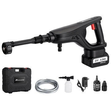 MUDIRO M-BW1 3500W Cordless Pressure Washer with 4.0Ah Batteries,220Bar 1.32 GPM Brushless Motor Portable Pressure Washer with 6 in 1 Nozzles, Power Washer for Cars, Fences, Driveways, Home,