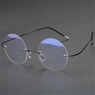 Vintage Round Rimless Reading Glasses UV protection Anti-blue light Presbyopia Eyeglasses with Case