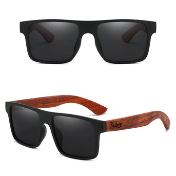 DUBERY Vintage Wooden Polarized Sunglasses for Men Women UV400 Protection Fashion Square Sun Glasses for Driving Travel Fishing