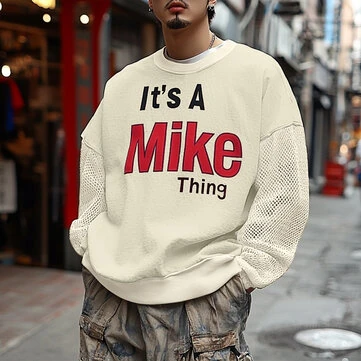 INCERUN Mens Slogan Graphic Long Sleeve T-Shirt Fashion Print Tshirt Comftable Crew Neck Top for Male Loose Fit Spring Fall