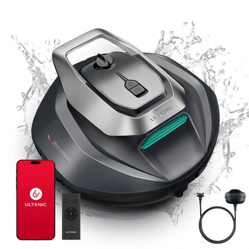[EU Direct]Ultenic Pooleco 10s Cordless Robotic Pool Cleaner with APP/Remote Control, 3-Motor Suction, 90Mins Runtime,5000mAh, Auto Self-Parking, 2.5h Fast Charging, Cleans Up to 850 Sq.ft, I