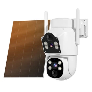 Hiseeu WTDS803 6MP Pixels Solar Powered Dual Lens Wireless WIFI IP Camera with Color Night Vision PIR Motion Alerts Eseecloud App Remote Control IP65 Waterproof