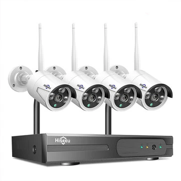 Hiseeu WK-4HB615 4CH 5MP Wireless Security Camera System H.265 Human Detection 360° Night Vision IP66 Waterproof 2.4G WiFi Remote Access EseeCloud APP Surveillance Camera Kit
