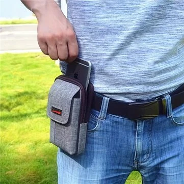 Men's Canvas Mobile Phone Belt Waist Bag Portable Multi-Pocket Fanny Pack Card Holder Wallet