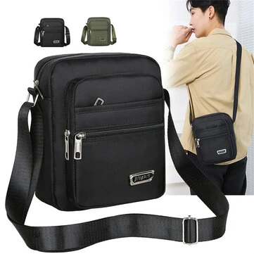 Men's Portable Business Casual Crossbody Bag Multi-compartment Lightweight Waterproof Nylon Shoulder Bag for Travel Daily Use
